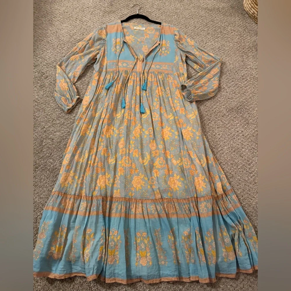 Spell & the Gypsy Collective Juniper Boho Midi Dress Eggshell Blue M Medium 6 8 - Picture 6 of 15